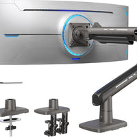 HUANUO TitanLift Heavy Duty Monitor Arm for Screens up to 49", Holds 44 lbs, Aluminum Ultrawide Screen Monitor Mount, Fully Adjustable Single Gaming Desk Mount with Dual C-Clamp, Max VESA 100x100mm