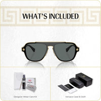 Versace VE2199 MEDUSA CHARM Square Sunglasses For Men +BUNDLE with ACCESSORY EYEWEAR KIT