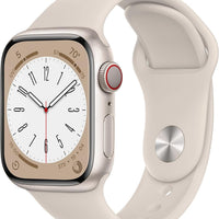 Apple Watch Series 8 [GPS + Cellular, 41mm] - Starlight Aluminum Case with Starlight Sport Band, S/M (Renewed)