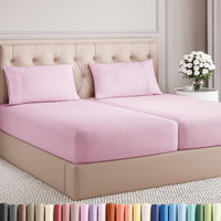 Split King Size 5 Piece Sheet Set - Comfy Breathable & Cooling - Light Pink