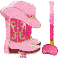 WERNNSAI Western Cowgirl Boot Piñata, Pink Western Party Decorations Game