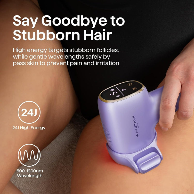 Wavytalk Dispositivo de depilación IPL, Bare It con rodillo de precisión para bikini facial y cuerpo, resultado duradero y sin dolor, 24J de doble pulso y enfriamiento de hielo, uso en casa para mujer