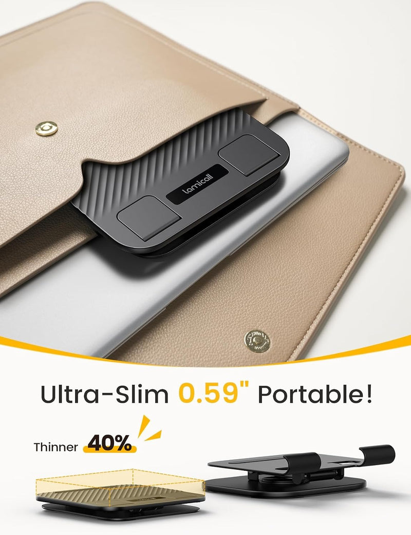 Lamicall Adjustable iPad Stand for Desk, Ultra-Slim Foldable, 360° Rotation