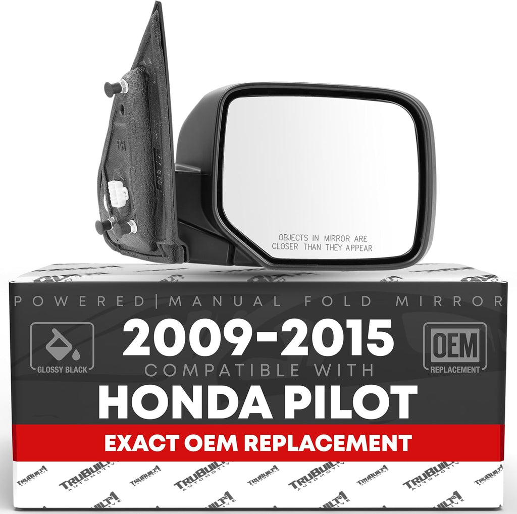 Passenger Side Mirror Replacement - Compatible with 2009-2015 Honda Pilot - Powered Adjustment, Heated, Manual Fold, Con