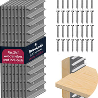 Made in USA EZStudRack Adjustable Shelf Brackets, 8-Pack (4 Pairs) – Easy-to-Adjust One-Row Storage for Custom-Fit Shelv