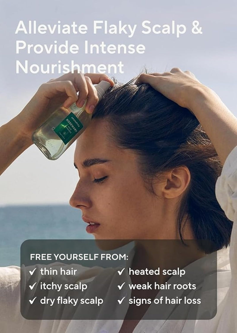 AROMATICA Spray de Agua de Romero Potenciador de Raíces para el Crecimiento del Cabello – Aceite Coreano para el Cuidado del Cabello para Desintoxicación del Cuero Cabelludo – Tratamiento para Cuero