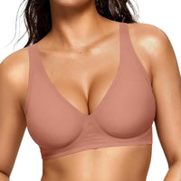 OEAK Womens Jelly Bras Wireless Deep V Comfy Push Up Tshirt Bras DST M