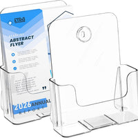 KTRIO Acrylic Brochure Holder, 6 Inch Wide, 2 Pack, Bi-Fold Display Stand