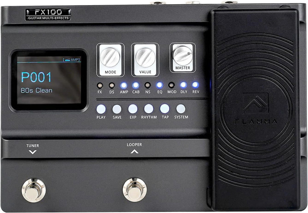 FLAMMA FX100 Guitar Multi-effects Pedal with 55 Amp Models 151 Built-in Effects 80' Looper 40 Drum Machine 10 3rd Party