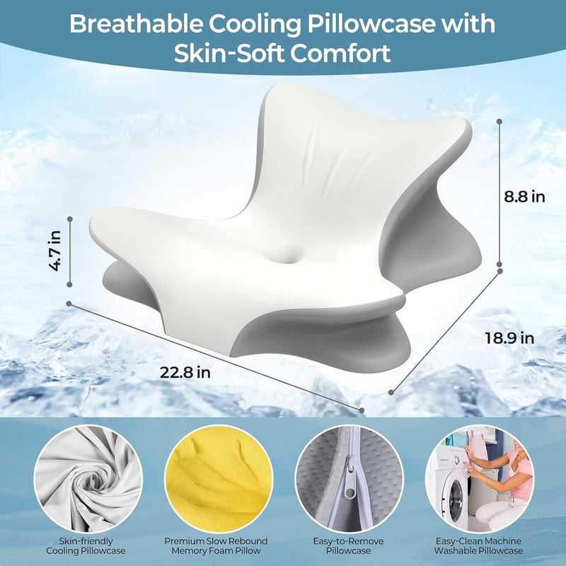 Tujami Cervical Neck Pillow for Pain Relief, Ergonomic Reading Pillow for Bed, Contour Wedge Pillow Back Support Pillow, Orthopedic Memory Foam Pillows for Sleeping, Use Lying Reading