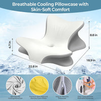 Tujami Cervical Neck Pillow for Pain Relief, Ergonomic Reading Pillow for Bed, Contour Wedge Pillow Back Support Pillow, Orthopedic Memory Foam Pillows for Sleeping, Use Lying Reading