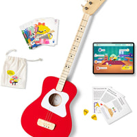 Loog Pro Acoustic kids Guitar 3-strings Ages 6+ Learning App and Lessons Included Red