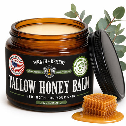 Organic Beef Tallow & Honey Balm for Skin - Concentrated, Eucalyptus (2 OZ)