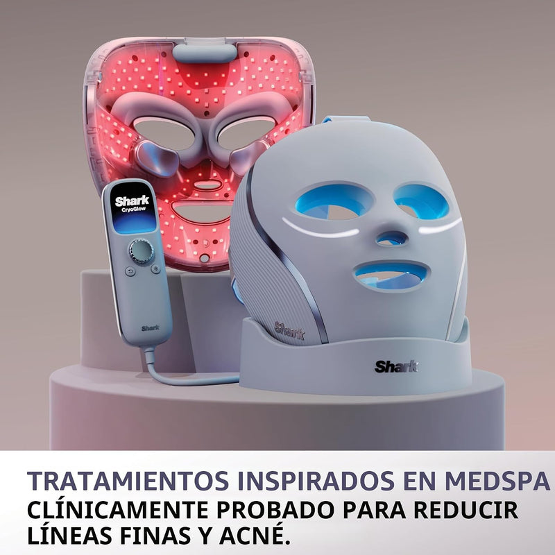 Mascarilla facial LED Shark CryoGlow con enfriamiento ocular, antienvejecimiento y reparación de imperfecciones, USB-C y control remoto