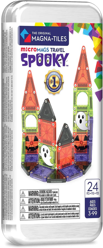 MAGNA-TILES microMAGS 24-Piece Spooky Travel Set, The Original Magnetic Building Brand