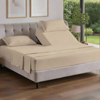 Flex Top Split Head King 4 Piece Sheet Set - Ultra-Soft, Breathable - Wheat