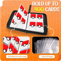 EASYFUN Card Binder 4 Pocket, Trading Card Holder Fits 400 Cards With 50 Removable Sleeves