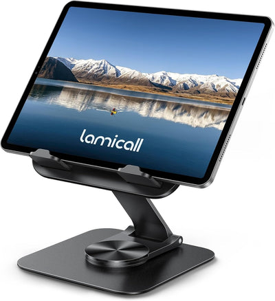 Lamicall Adjustable iPad Stand for Desk, Ultra-Slim Foldable, 360° Rotation
