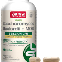 Jarrow Formulas Saccharomyces Boulardii + MOS Probiotics for Digestive Health and Intestinal Tract Support - 5 Billion CFU Per Serving - 90 Delayed Release Caps - Probiotic + Prebiotic - 90 Servings - 90 Count (Pack of 1)