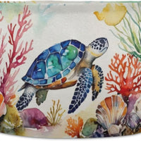 LEANSHSA Sea Turtle Print Collapsible Round Storage Basket with Handles