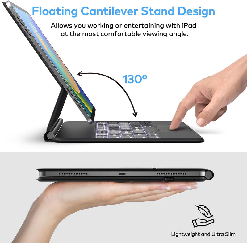 Funda con Teclado runelk para iPad Air 11" (M4/M3/M2) y Pro 11" - Negro