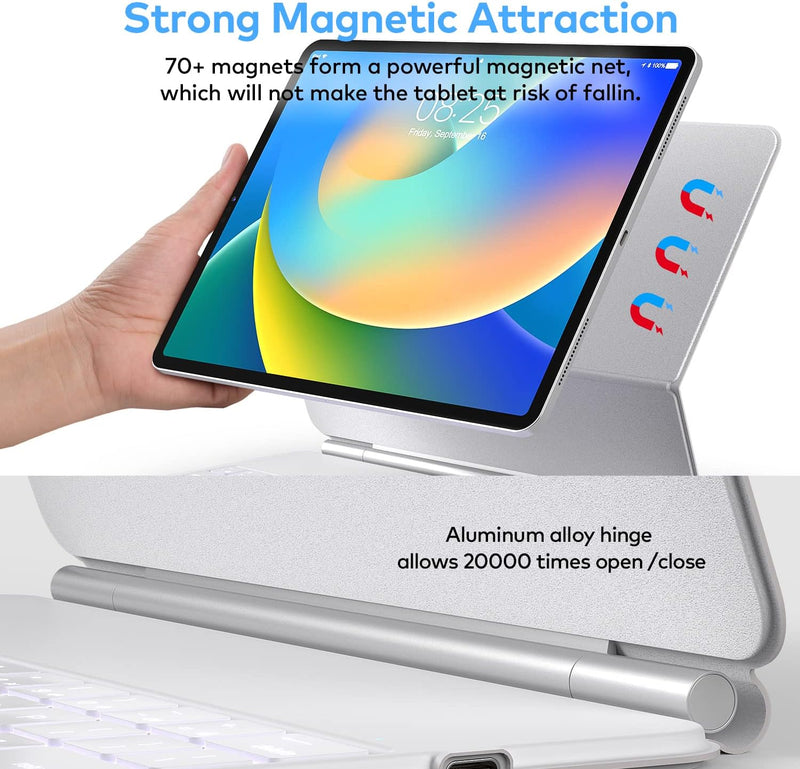 Funda con Teclado runelk para iPad Air 11" (M4/M3/M2) y Pro 11" - Blanco