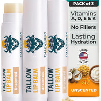 Tallowbourn Moisturizing Grass-Fed Beef Tallow Lip Balm 3pk – Unscented