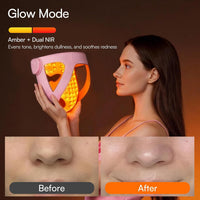INIA Glow 4D - Máscara de terapia de luz roja inalámbrica para cara, NIR dual, 320 LED, 4 modos, refrigeración debajo de los ojos, máscara facial LED inalámbrica y recargable para el hogar y viajes, r