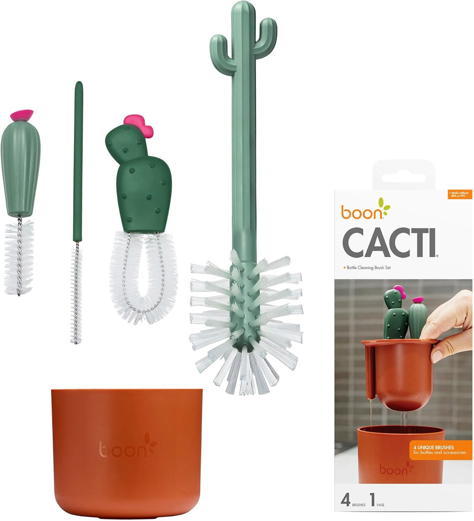 Boon Cacti Bottle Cleaning Brush Set, Terracotta , 4 Piece Set
