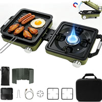FIRXZYMZ 2 Burner Camping Stove with Windshield, 24000 BTU