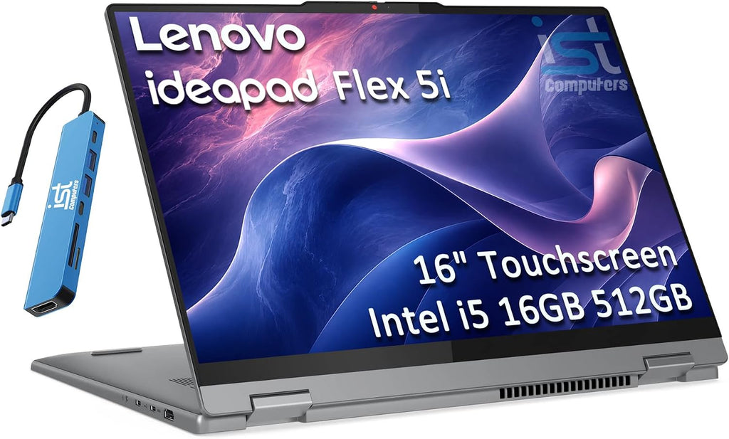 Lenovo IdeaPad Flex 5i 16" 2-in-1 Laptop, Core 5 120U, 16GB RAM, 512GB SSD