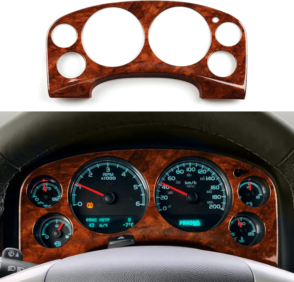 Car Dashboard Cover Trim Panel Decal Wood Grain Sticker fits for Chevrolet Silverado Tahoe Suburban Avalanche/GMC Sierra