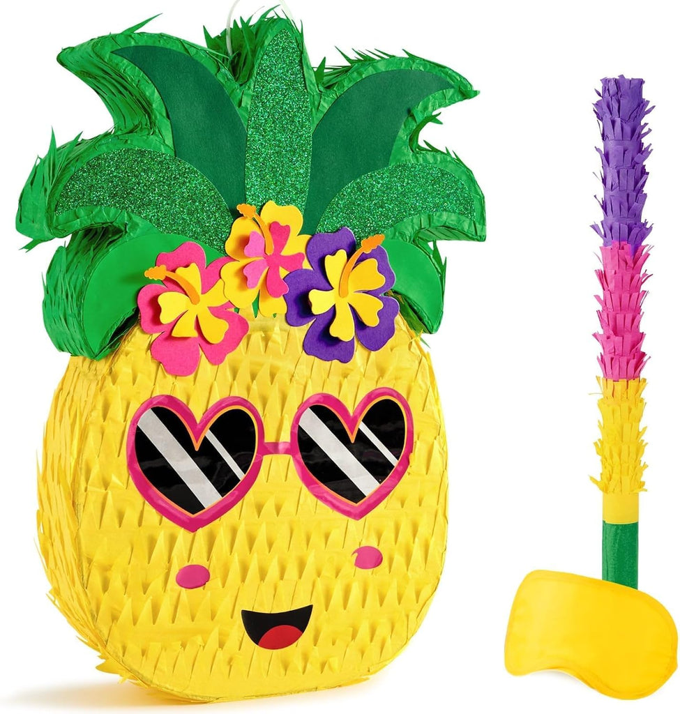WERNNSAI Pineapple Piñata - Luau Party Piñata Game with Blindfold and Bat