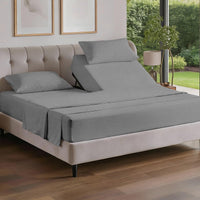 Flex Top Split Head King 4 Piece Sheet Set - Ultra-Soft - Heathered Grey