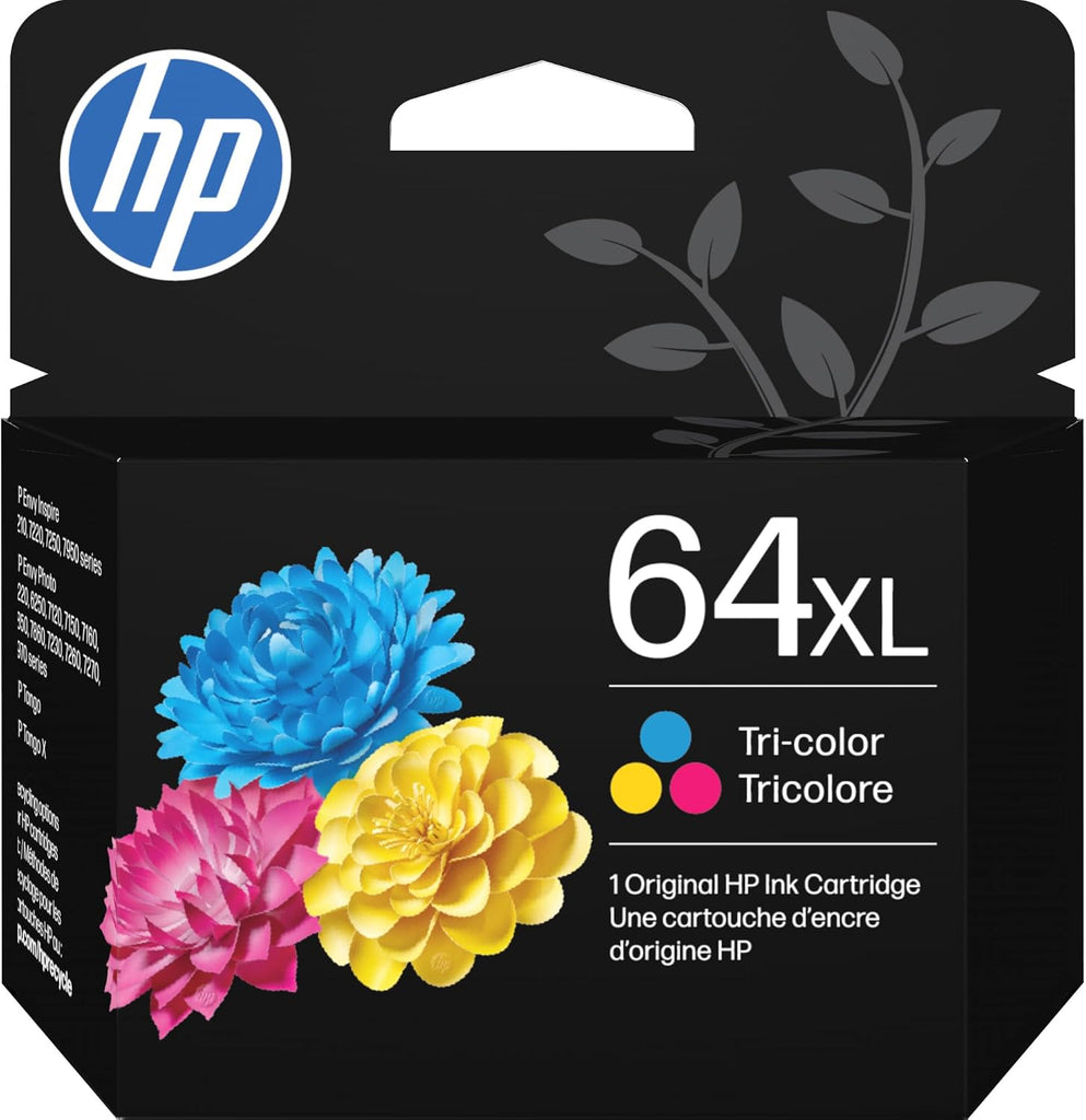 HP 64XL Tri-Color High-Yield Ink Cartridge Printers | Works with Printer Series: Envy Inspire 7950e; Envy Photo 6200, 71