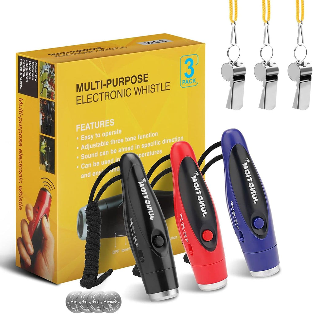 UNIWA Electronic Whistle, 3 Pack Handheld Whistle with Three Tone Distinct High Volume