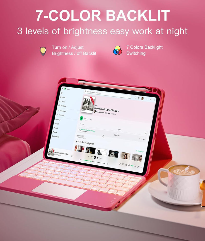 Funda con Teclado Harvopu para iPad 11" (A16) / iPad 10.ª Gen - Rosa