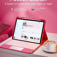 Funda con Teclado Harvopu para iPad 11" (A16) / iPad 10.ª Gen - Rosa