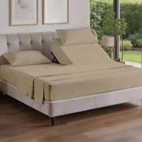 Flex Top Split Head King 4 Piece Sheet Set - Ultra-Soft - Heathered Beige