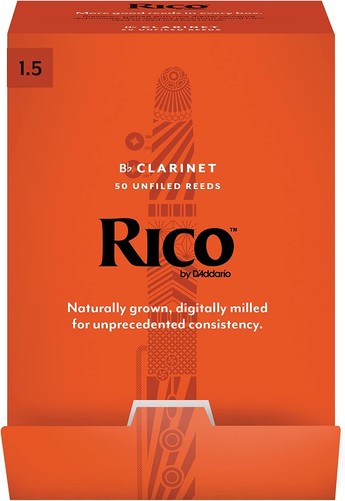 D’Addario Woodwinds, Rico Bb Clarinet Reeds, RCA0115-B50, Strength 1.5, 50-pack