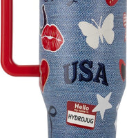 HydroJug Traveler - 40 oz Water Bottle with Handle & Flip Straw - Fits in Cup Holder, Leak Resistant Tumbler-Reusable Insulated Stainless Steel & Rubber Base - Gifts for Women & Men, American Honey