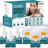 6 in 1 Cat Calming Diffuser Multicat Calming Pheromones Diffusers Relief Stress Scratching Anxiety Fighting 90 Days Calm