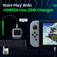 UGREEN Uno 30W USB C Charger, Compact Robot GaN Fast Charging Block, Black