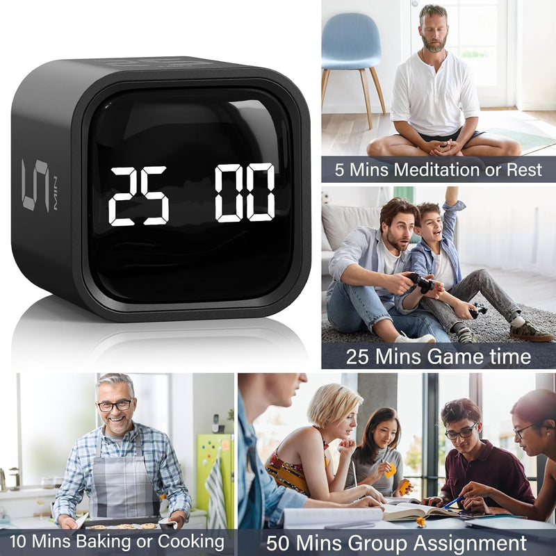 Timer Pomodoro Rotativo OORAII 5/25/10/50 min - Negro