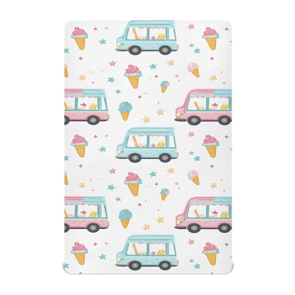 Crib Sheets for Boys Cartoon Ice Cream Truck Baby Girl Sheets,Neutral Mini Crib Mattress Sheets,Crib Mattress 52 * 28 *