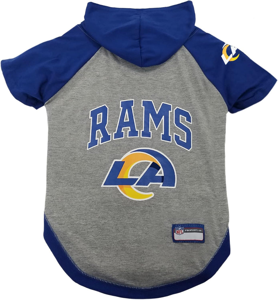 PET Hoodie T-Shirt for Dogs & Cats. NFL Los Angeles Rams Football Licensed Dog Hoody Tee Shirt, X-Small Sports Hoody T-S