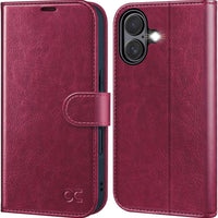 OCASE for iPhone 16 Wallet Case, Card Holder, Burgundy