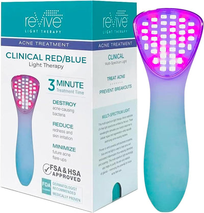 ReVive - Dispositivo clínico para acné, varita de luz roja y azul para brotes, herramientas de acné autorizadas por la FDA, herramientas faciales de 3 minutos para cuidado de la piel, diseño enchufabl