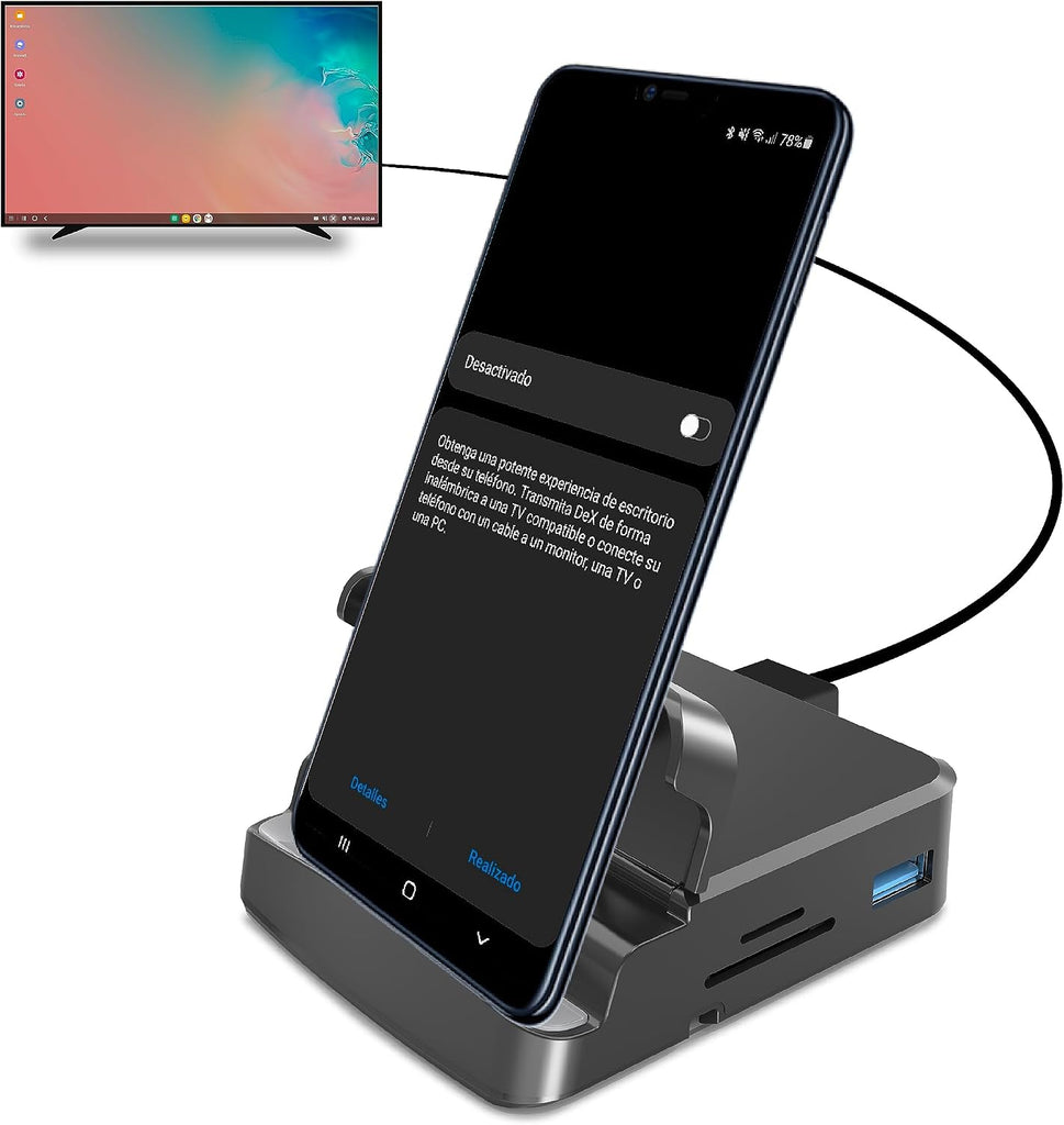 GKI Docking Station, USB C Mobile Phone to 4K HDMI Hub, 7-in-1 Charging Station, Support DP Alt Mode, Compatible with Sa