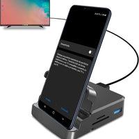 GKI Docking Station, USB C Mobile Phone to 4K HDMI Hub, 7-in-1 Charging Station, Support DP Alt Mode, Compatible with Sa